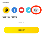 Insta360 app select icon to export