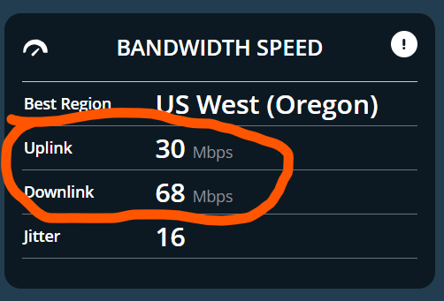 bitrate is found in the "bandwidth speed" box